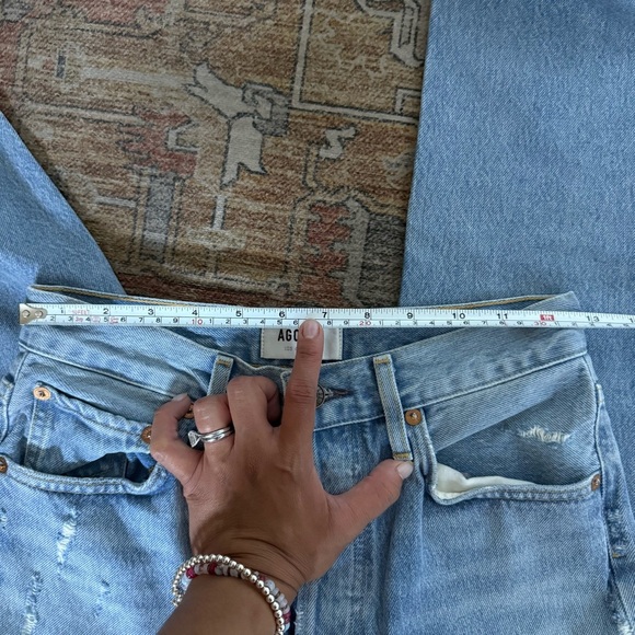 AGOLDE High Rise Straight Leg Distressed Light Wash Jeans W24 RILEY STRAIGHT - Picture 13 of 14